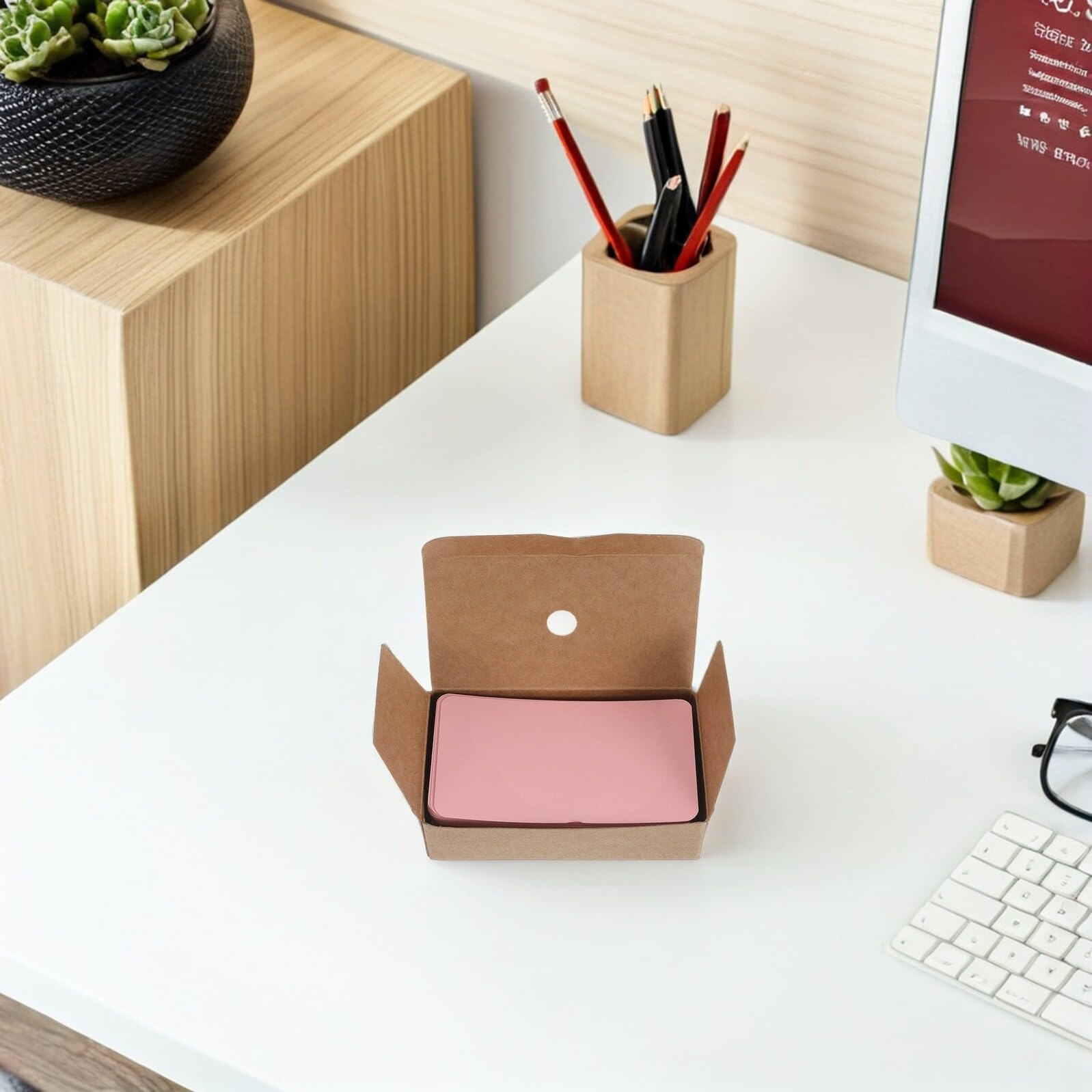 1000 Stück Boxen Handgeschriebene Rosa Karten aus Papier für Kreative Selbstgemacht Nutzung mit Glatter Schreibleistung und Elegant Minimalistischem Design für Bastelarbeiten und