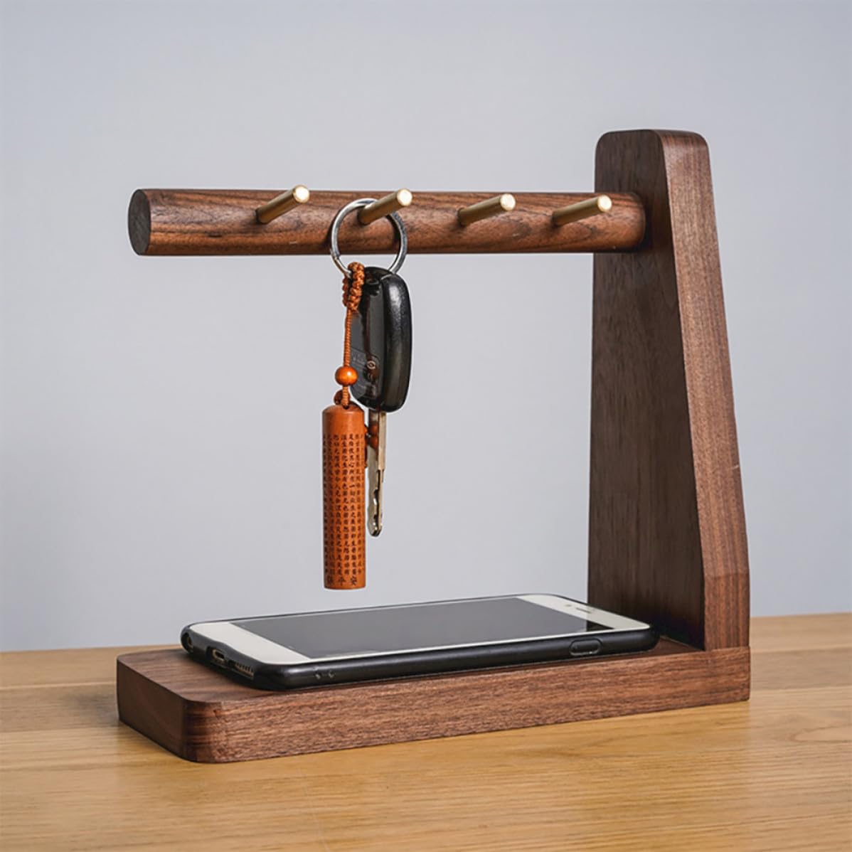 Soporte Práctico para Llaves de Nogal Negro, Estable y Retro para Hogar