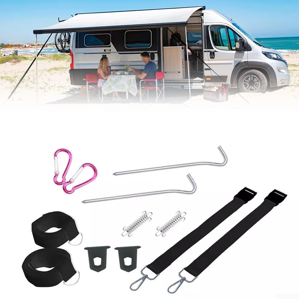 Markisen-Spanngurt-Set, Sturmgurte, für Wohnwagen, Wohnmobil, Markise, Sturmgurte, Outdoor-Camping-Werkzeug Auto & Motorrad