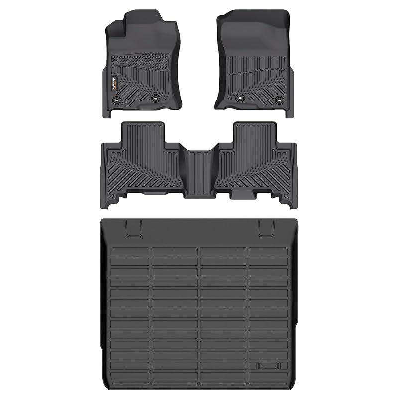 Kit de tapetes automotivos e revestimento para porta-malas Toyota 4Runner 5 lugares 2013–2024 Binmotor, TPE, 4 peças