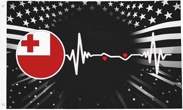 Tonga Flag Heartbeat Tongan Pride Double-Sided 3x5 FT Outdoor Flag - Sturdy Thick Fabric, Vibrant Colors90
