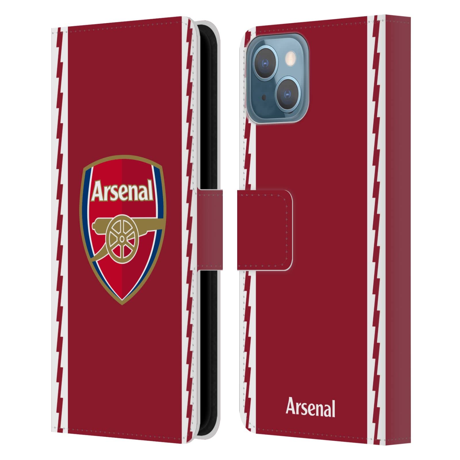 Head Case Designs Officially Licensed Arsenal FC Home 2022/23 Crest Kit Leather Wallet Case Compatible With Apple iPhone 13 โ image 1