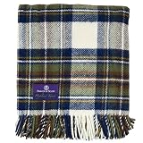 Prince of Scots Highland Tweeds 100% Pure New Wool Fluffy Throw ~ Muted Blue Dress Stewart ~