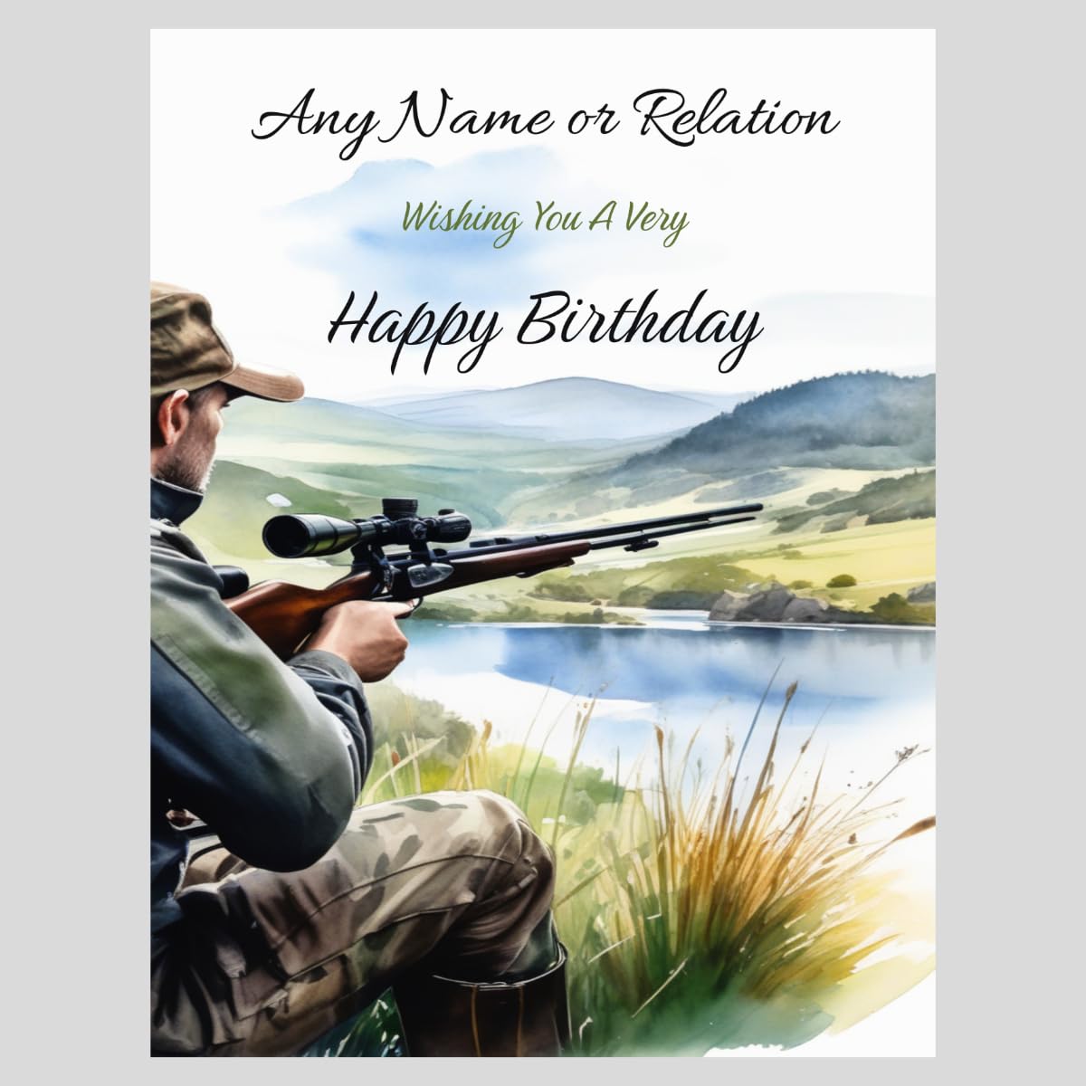 Sarah Elizabeth Collection - Large Personalised Shooting Birthday Card with Gift Tag, / 11x8 approx, Son Dad Uncle Brother Boyfriend Grandad Friend