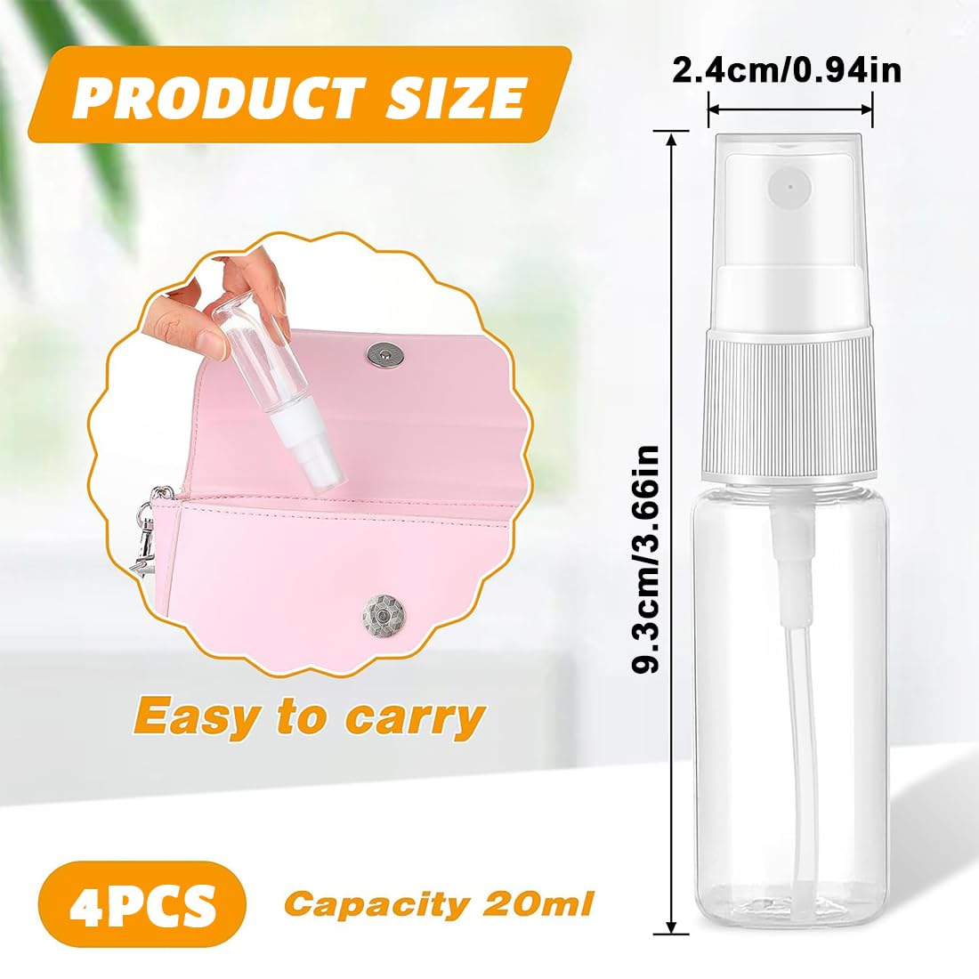 NJCXOLA 4 Piezas Bote Spray, Botellas Aerosol Vacío Plástico, Spray Bottle, Botella de Spray rellenable Vacío,Botella de Pulverizadora Transparente,para Aceites Esenciales, Limpieza, Perfume