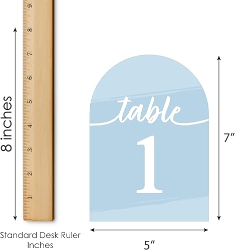 Miniatura 7 de Big Dot of Happiness Azul polvoriento, elegante, simple, para bodas, fiestas o eventos, tarjetas de doble cara de 5 x 7 pulgadas, números de mesa,