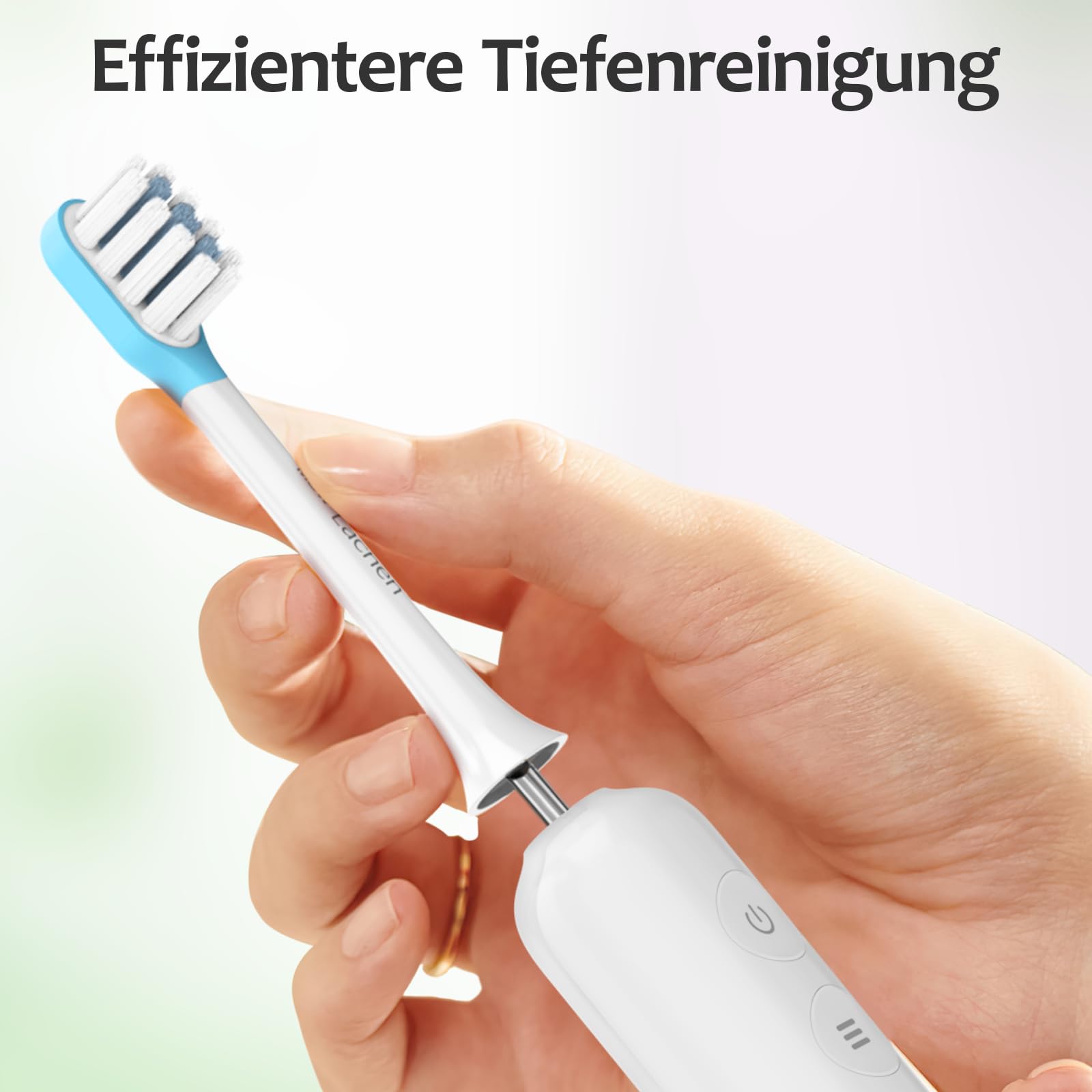 MGW Lächen - Cepillo de dientes eléctrico, oscilación y vibración, cepillo de dientes eléctrico silencioso con 4 cabezales de cepillo, 3 modos y 3 intensidades de vibración con bolsa de viaje (blanco)