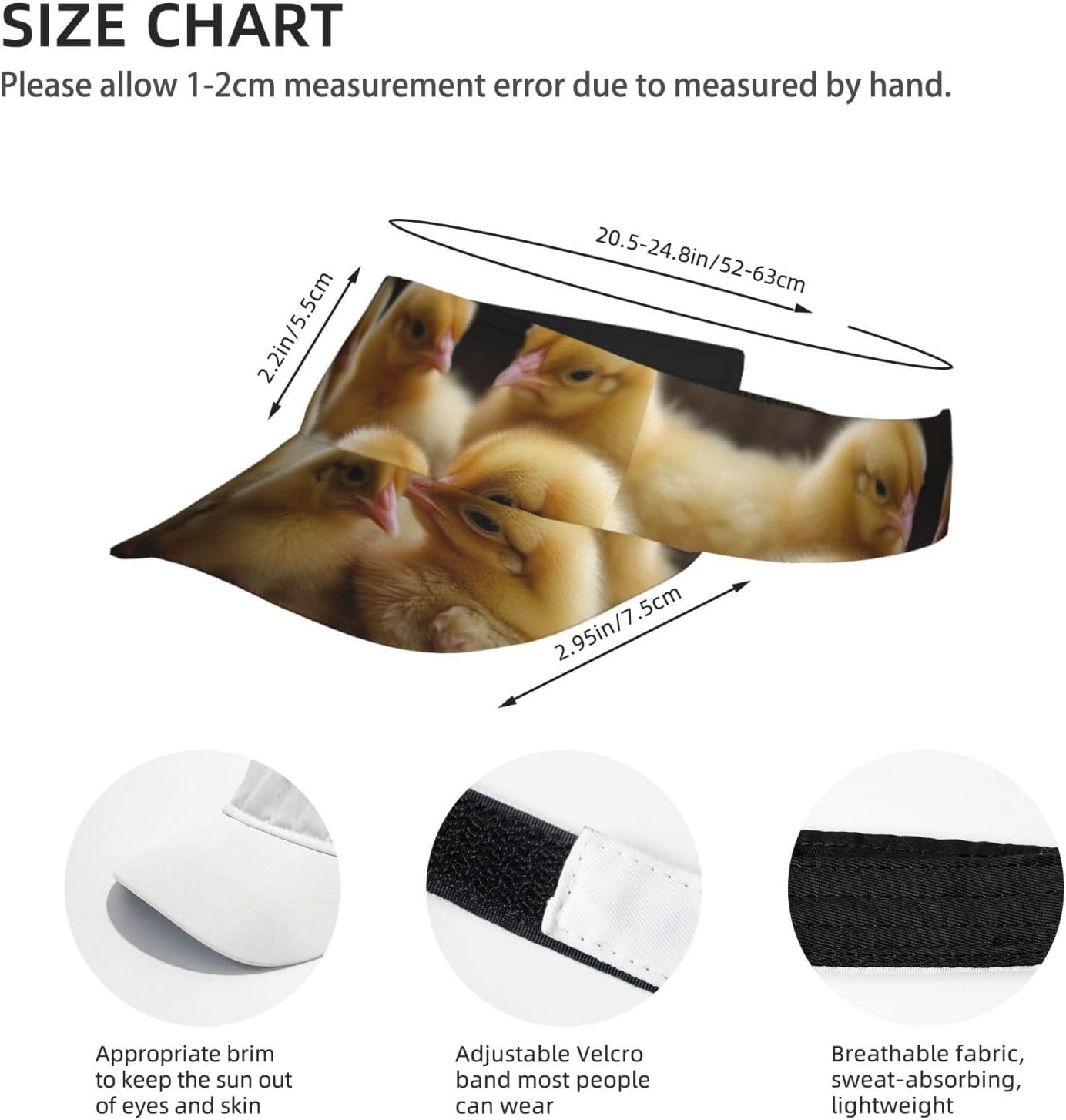 Sport Sun Visor Hats Little Chickens Adjustable Empty Top Baseball Cap for Women Men Sun Protection Cap Hats