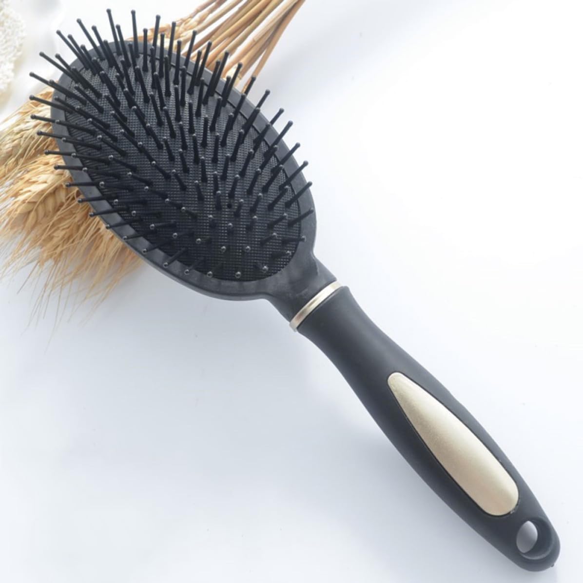 Pettini Massaggianti Antistatici con Manico Ergonomico Set 3 in Plastica Colore Nero per Capelli Ricci, Adatti per Salone e Casa