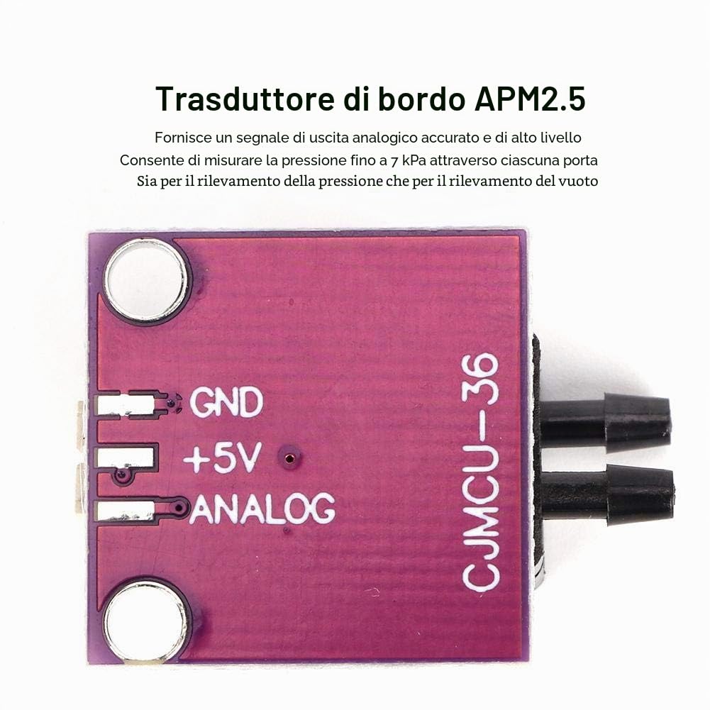 Scheda di breakout del trasduttore MPXV7002DP, APM2.5 Sensore di pressione differenziale per acqua Uscita di amplificazione del segnale di portata della pressione dell'aria, DC 0,5-4,5 V | -0,3-0,3