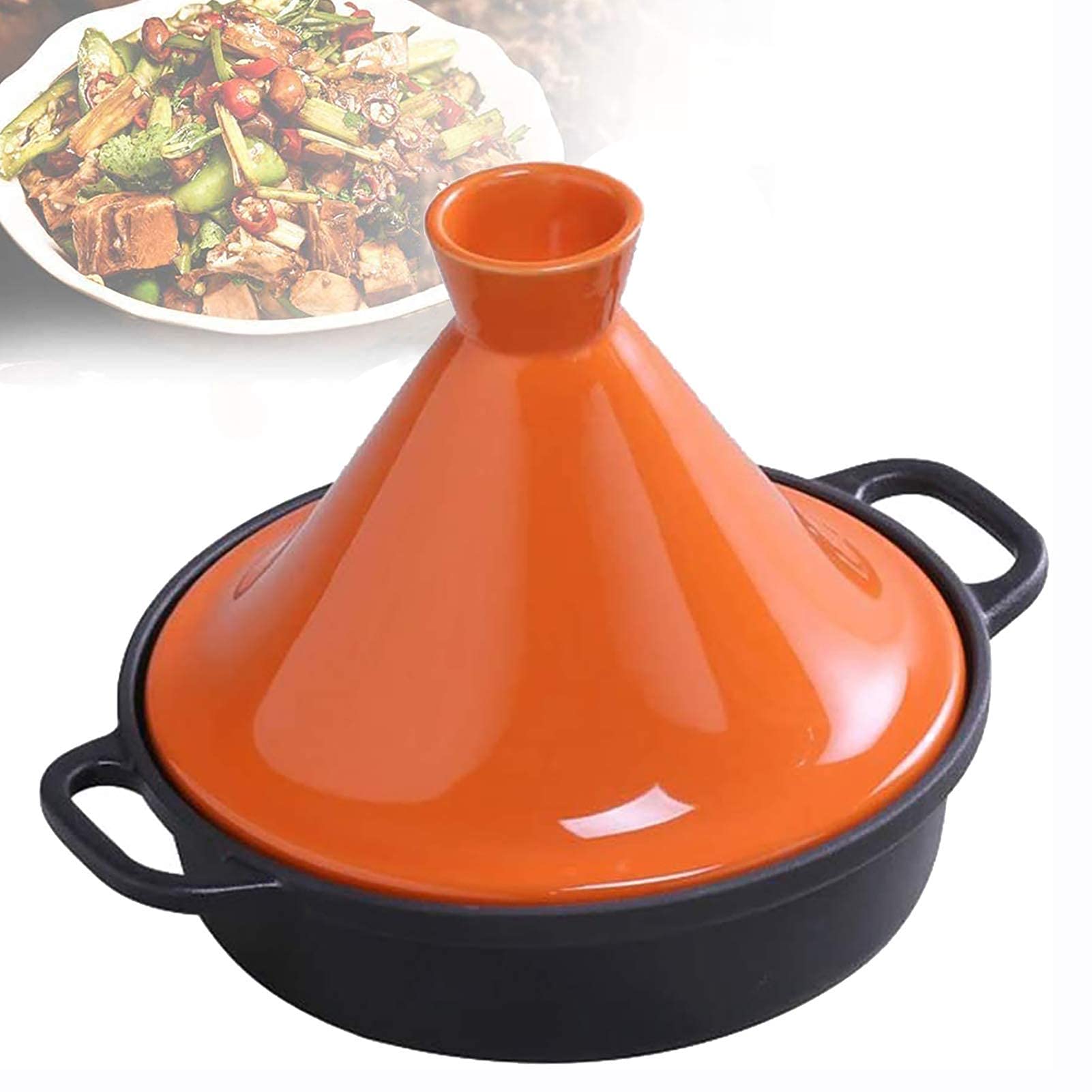 NERDOH Cast Iron Pot w Ceramic Lid Enameled Cast Iron Moroccan Cooking for Cooking and Stew Casserole Slow