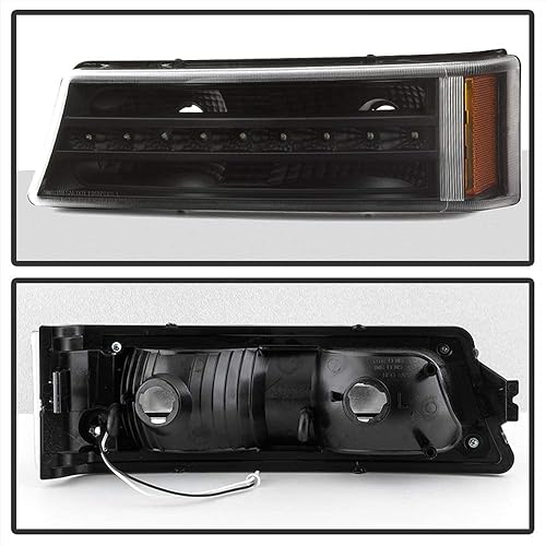 Miniatura 2 de ACANII - Para 2003-2006 Chevy Silverado 1500 2500 3500 LED Parking Luces de Parking Lámparas de Señal Izquierda+Derecha - Carcasa Negra