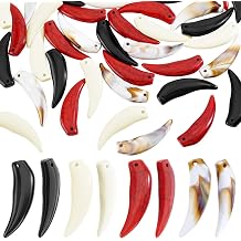 AHANDMAKER 40 Pcs 4 Colors Wolf Teeth Pendants Acrylic Teeth Shaped Charms for DIY Jewelry Making Necklace Bracelet Halloween Costume Party Decoration