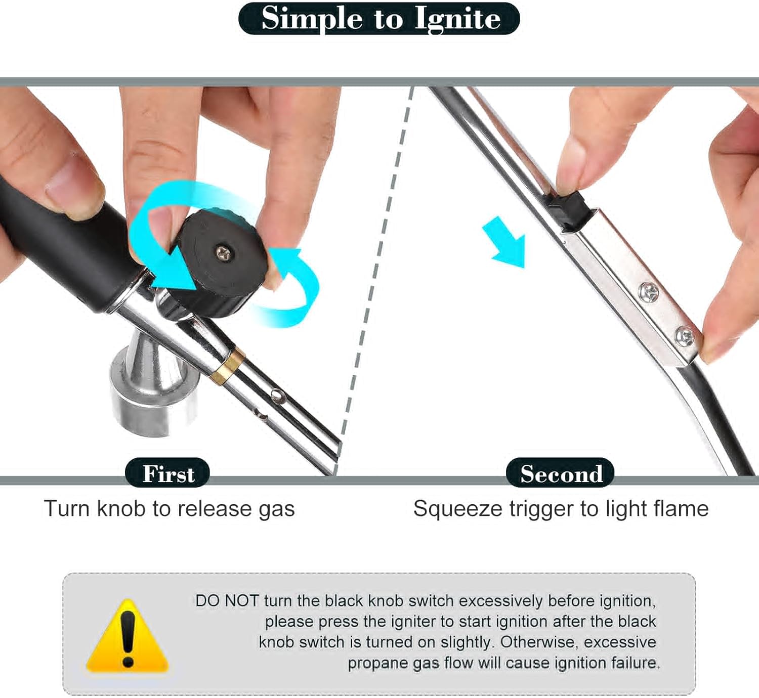 Grill Torch Charcoal Starter,JAYICHENG 18’’ Propane Torch,Propane Charcoal Starter with Self Ignitor & Flame Valve,Propane Fire Starter Torch Blowtorch BBQ Lighter for Fireplace,Weed Burner : Patio, Lawn & Garden
