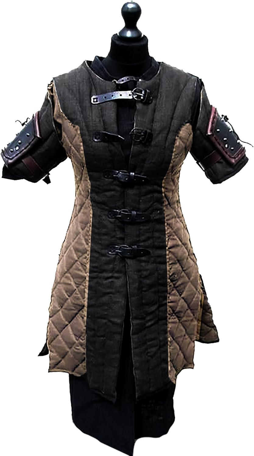 Medieval GAMBESON ARMOR Costume Gambeson Free Leather Arm Guard Reenactment Roman