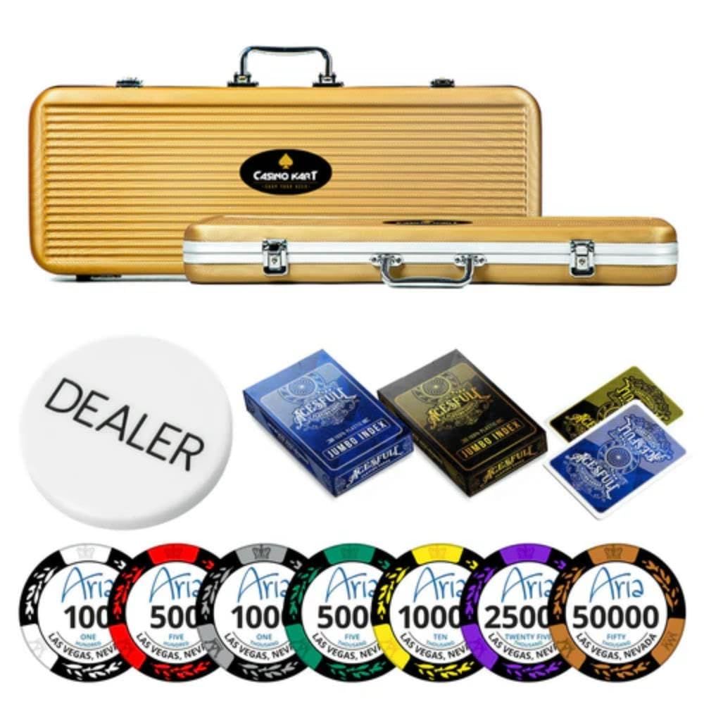CASINO KART Aria Casino Poker Chips Comes with The Set of 300 & 500 Pieces, Clay, 40 MM, 14gms, for All Games Poker Teen 3 Patti Roulette Flush Blackjack Rummy (500 Chips)
