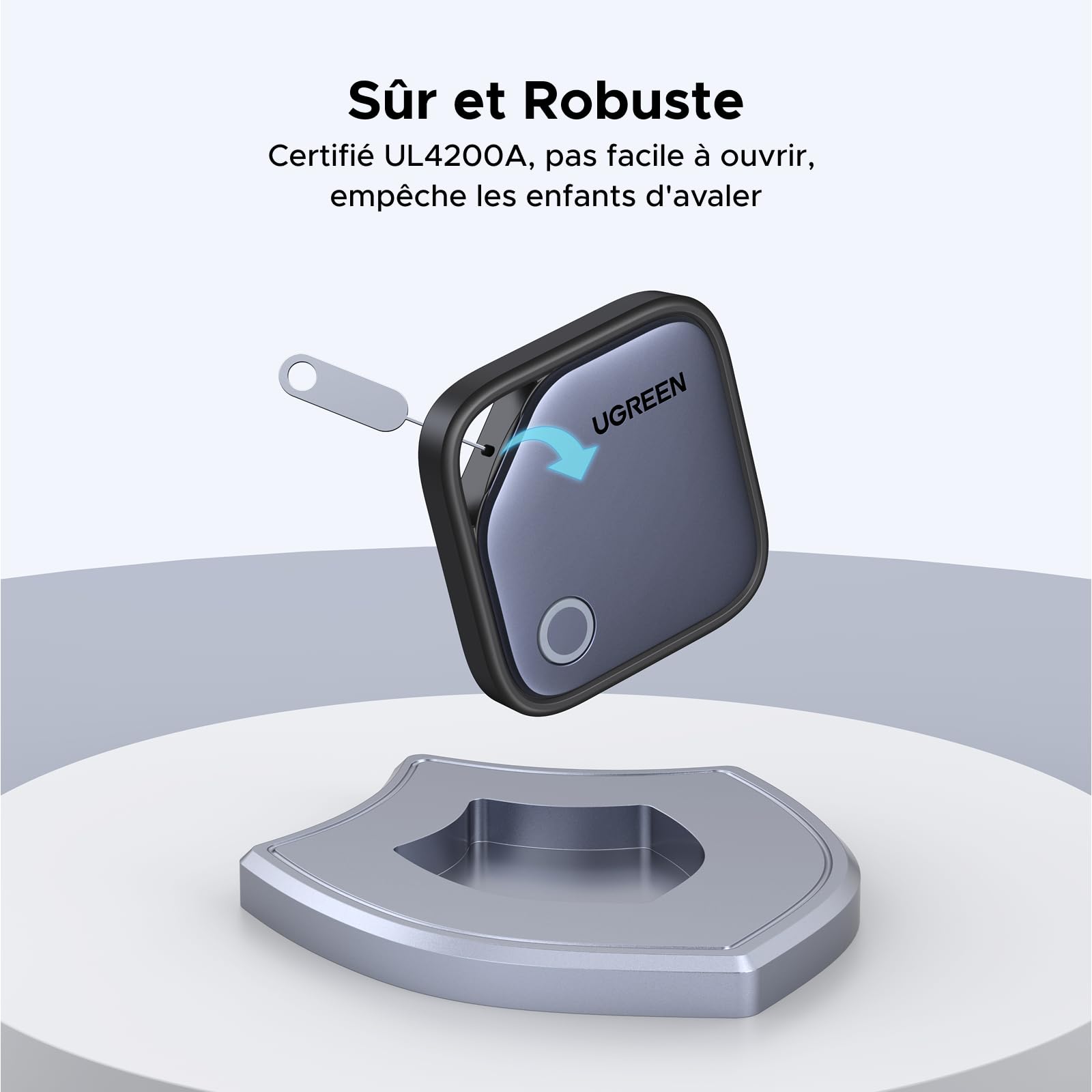 UGREEN FineTrack Finder Tag Traceur Fonctionne avec Find My (iOS Uniquement) 2 Ans Batterie Localisateur d'Objets Bluetooth pour Clés Valises Portefeuilles Wallet Bagages Sacs Lot de 4