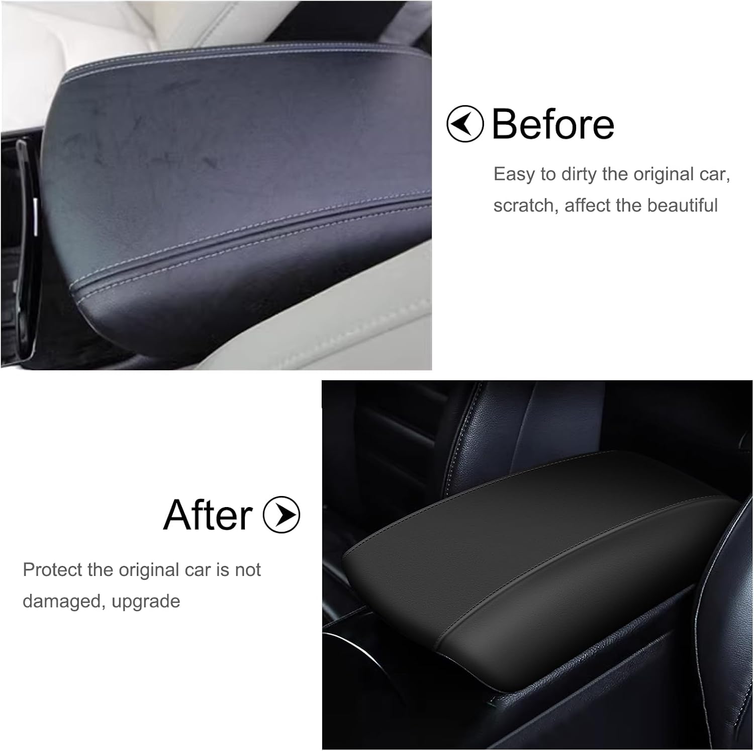 Center Console Armrest Cover for Ford Edge 2015-2024 Black