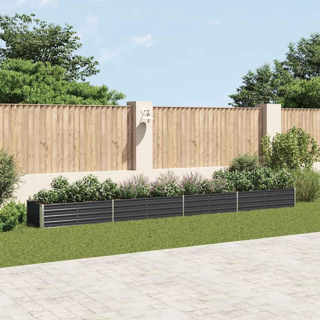vidaXL Letto Rialzato da Giardino Fioriera Vaso Esterno Fiori Aiuola Portavasi Arredo Cassette Giardinaggio in Acciaio Zincato 600x80x45 cm Antracite