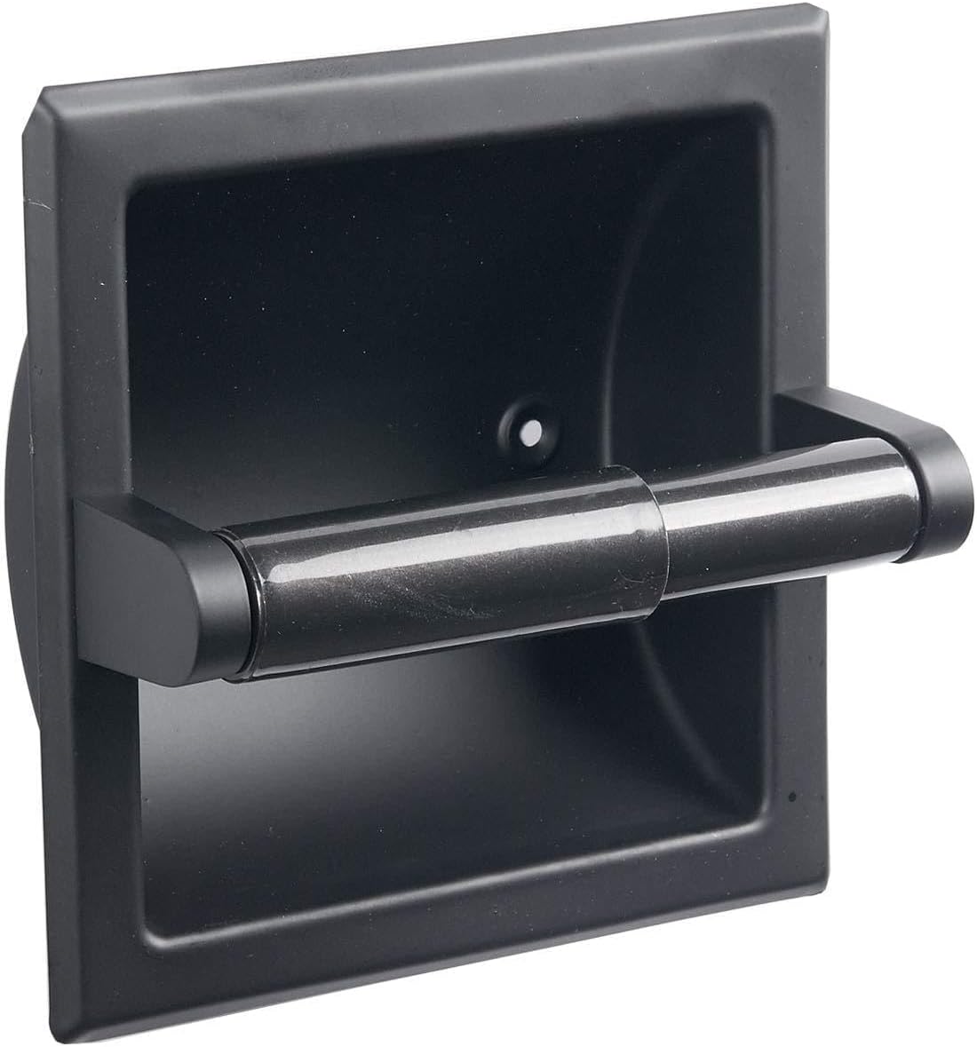 Recessed Toilet Paper Holder,Stainless Steel Square Wall Mounted Toilet Tissue Roll Holder,Toilet Paper Holder Insert for Bathroom Accessories,Matte Black (Black) Thumbnail