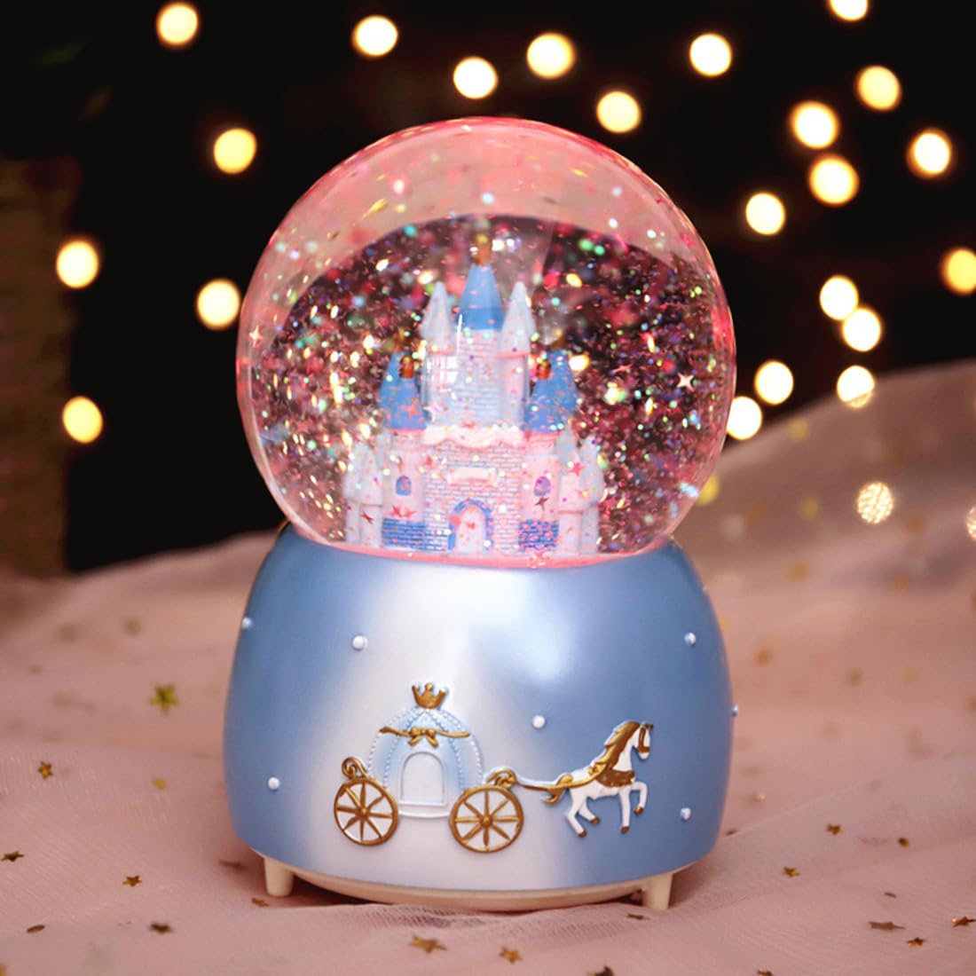 Castle Snow Globe With Lights & Music – Rotating Decor For Girls, Kids Room - View #6