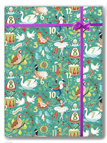 12 Days - Folded Gift Wrap Paper for Birthday Party, Baby Shower, Table Runner, Drawer Liner, Party Backdrop, Scrapbooking, Decoupage | Colors of Rainbow