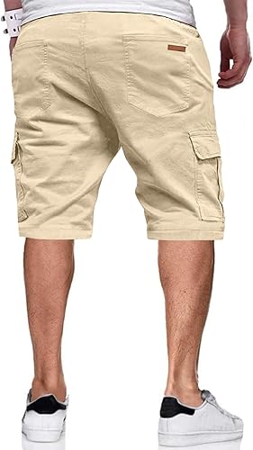 Miniatura 2 de Pantalones cortos cargo para hombre, cintura elástica, cordón elástico, pantalones cortos de golf al aire libre con 6 bolsillos