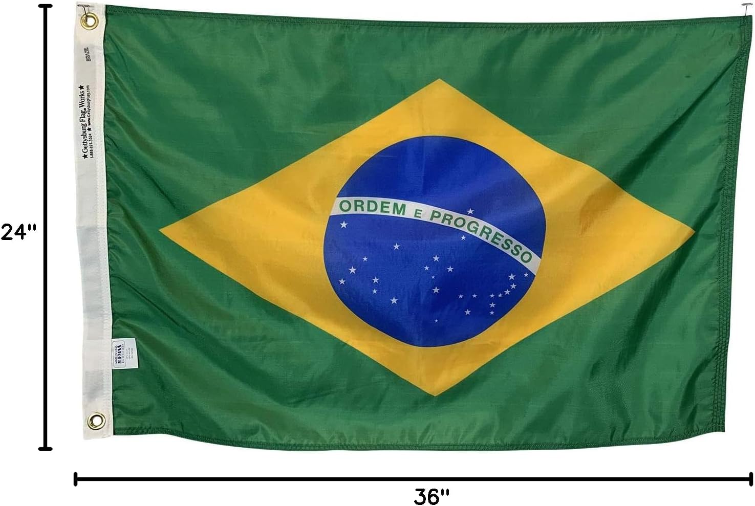 2x3' Brazil Flag - Durable All Weather Nylon & Reinforced Stitching - Made In the USA