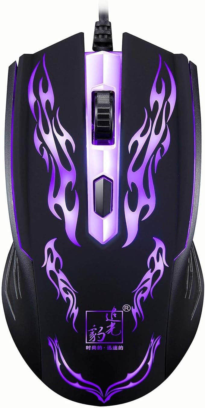 Wired Gaming Mouse with 4-Speed DPI Adjustment (800-1600-2400-3200) – USB Wired Optical Mouse with 6 Buttons, Ergonomic Design, Comfortable Grip for PC Laptop Desktop Gamers