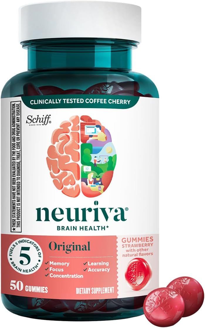 Original Brain Supplement for Memory, Focus & Concentration + Learning & Accuracy with Clinically Tested Nootropics Phosphatidylserine and Neurofactor, Strawberry Flavor, 50 Gummies