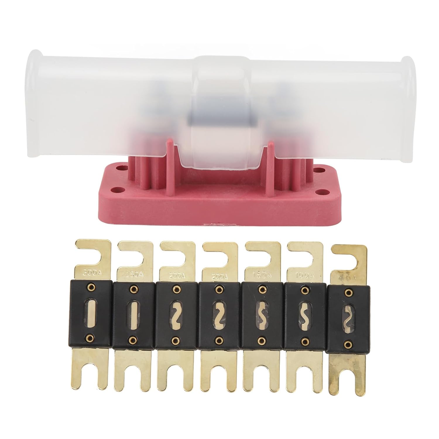 500A ANL Fuse Holder Kit with 7 Fuses and Cover, and High Temperature, for Car and Marine Audio Video Systems Amplifiers