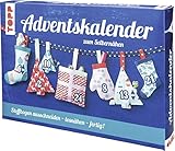  Adventskalender zum Selbernähen: Stoff mit aufgedrucktem Schnittmuster und Anleitung für einen selbstgemachten Adventskalender zum Aufhängen und Befüllen