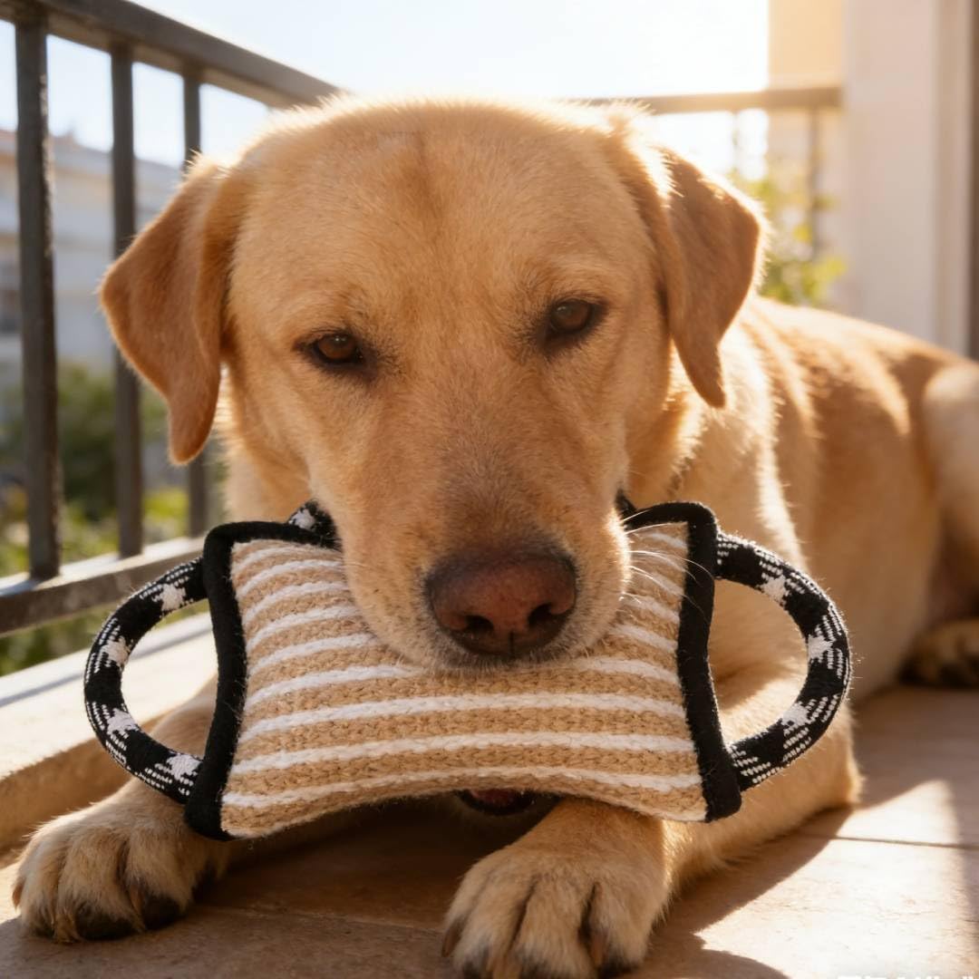 Dog Bite Pillow, Tug War Dog Toy Dog, Biting Pad, Jute Tear Play Dog Bite Tug Toy for Small Medium Large Dogs (Black)