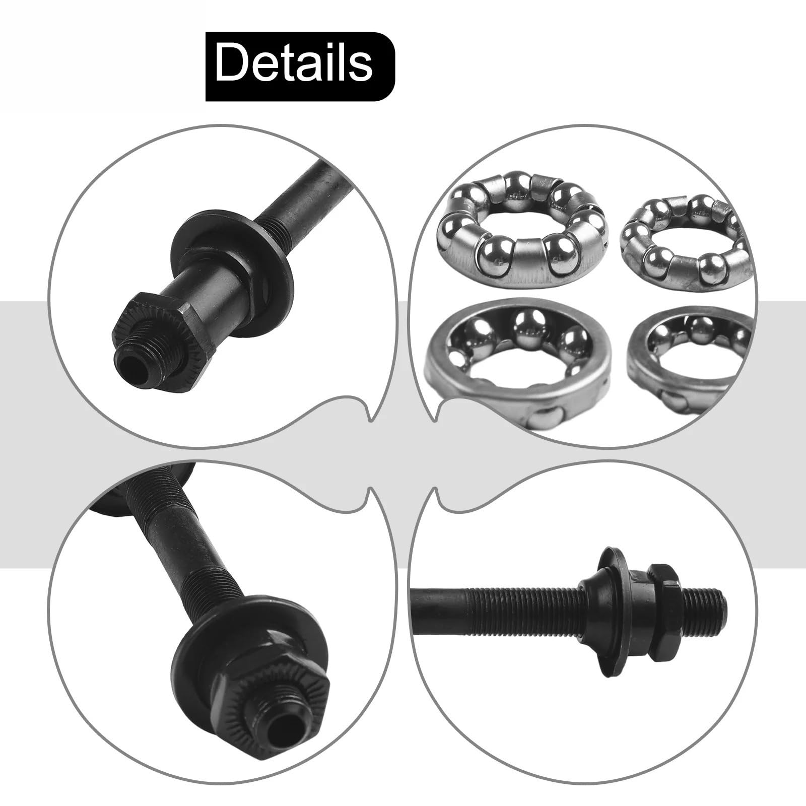 Kit Essieux Avant Et Arrière Pour Vélo - 108mm Avant, 145mm Arrière - Avec Roulements à Billes 1/4" Et 3/16"