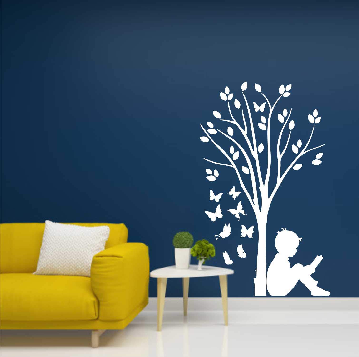 Wall Attraction Boy sitting under Tree White Wall Sticker for dark walls/Wallpaper/bedroom Sticker (B0843BMR7J) Amazon Price History, Amazon Price Tracker
