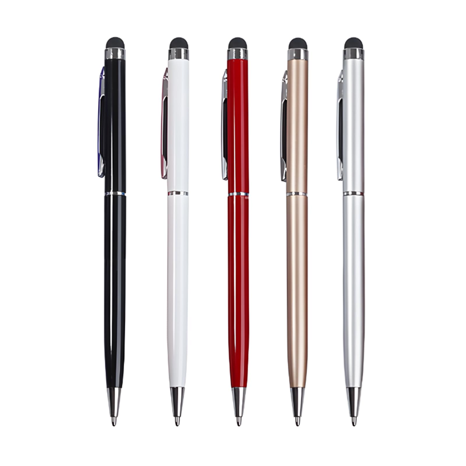 ALLVD タッチペン付き2 in 1 5本セット多機能ボールペン黒インクタッチペンタブレットスマホタブレット用タッチペン軽量