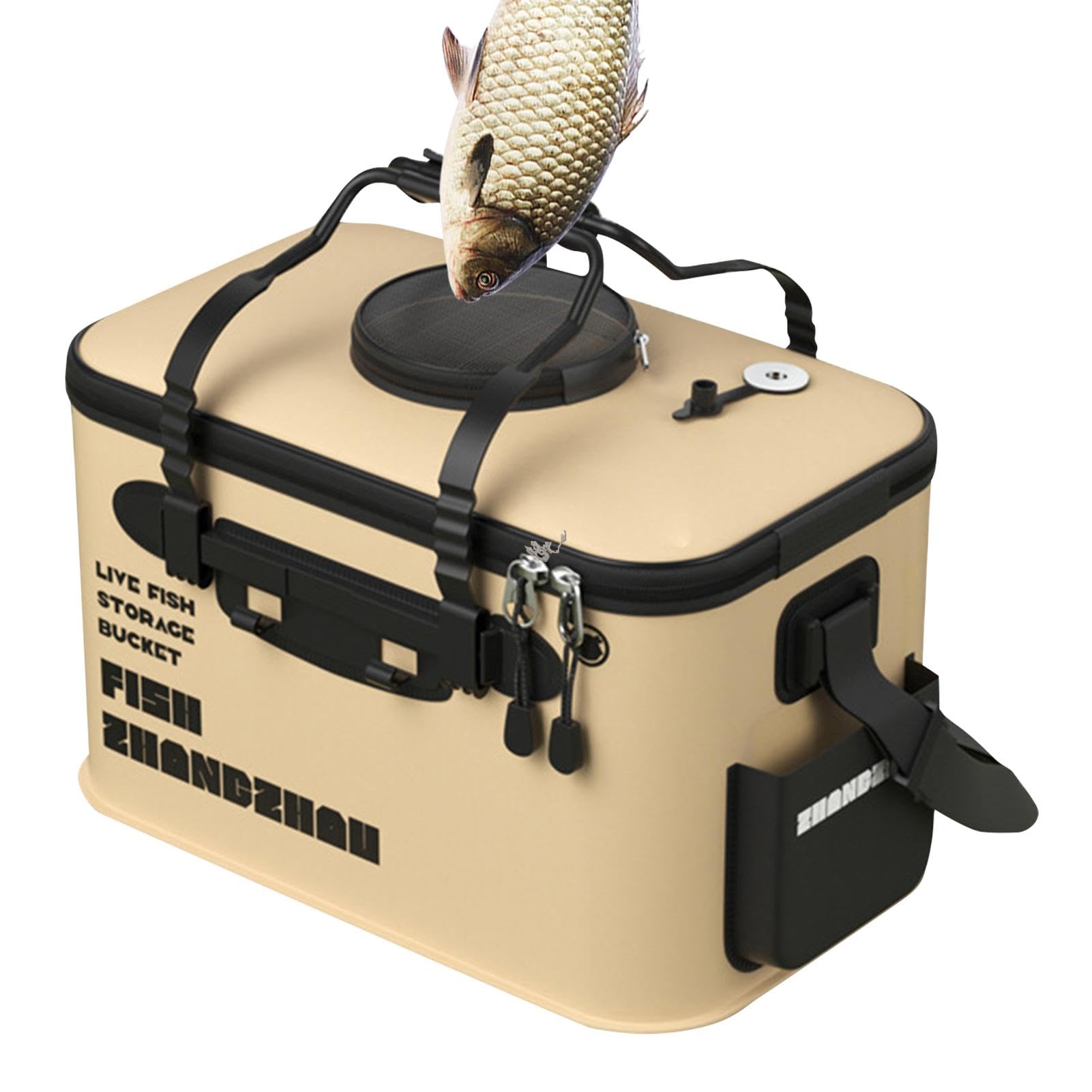Secchio da pesca pieghevole - Porta pesce isolato, contenitore pieghevole per esche da pesca | Pozza del portatile con aeratore, deposito pieghevole per esche, attrezzatura da pesca all'aperto, s