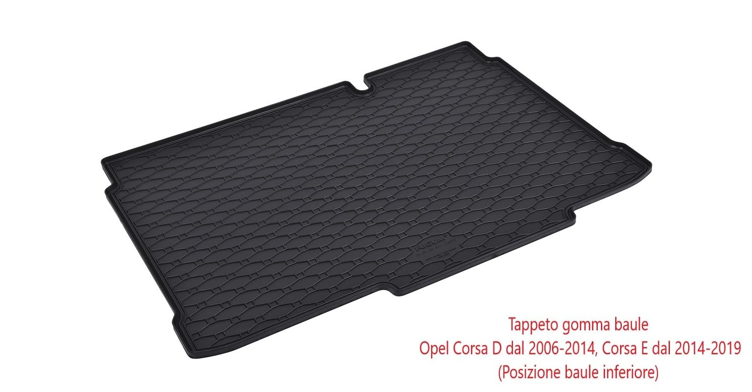 13B-425079 - Tappeto in Gomma su Misura per Bagagliaio Auto Compatibile con Corsa D dal 2006-2014, Corsa E dal 2014-2019, (Posizione baule inferiore)