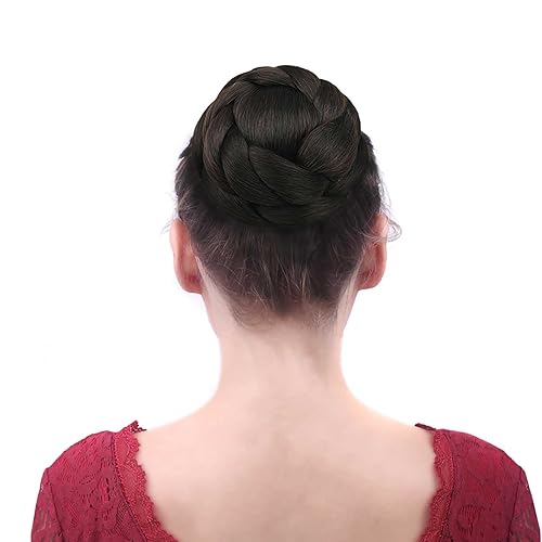 Miniatura 6 de USIX Moño trenzado con moño trenzado con peines integrados para mujeres y niñas, fiesta, boda, baile, peinados, accesorio para el cabello (233)