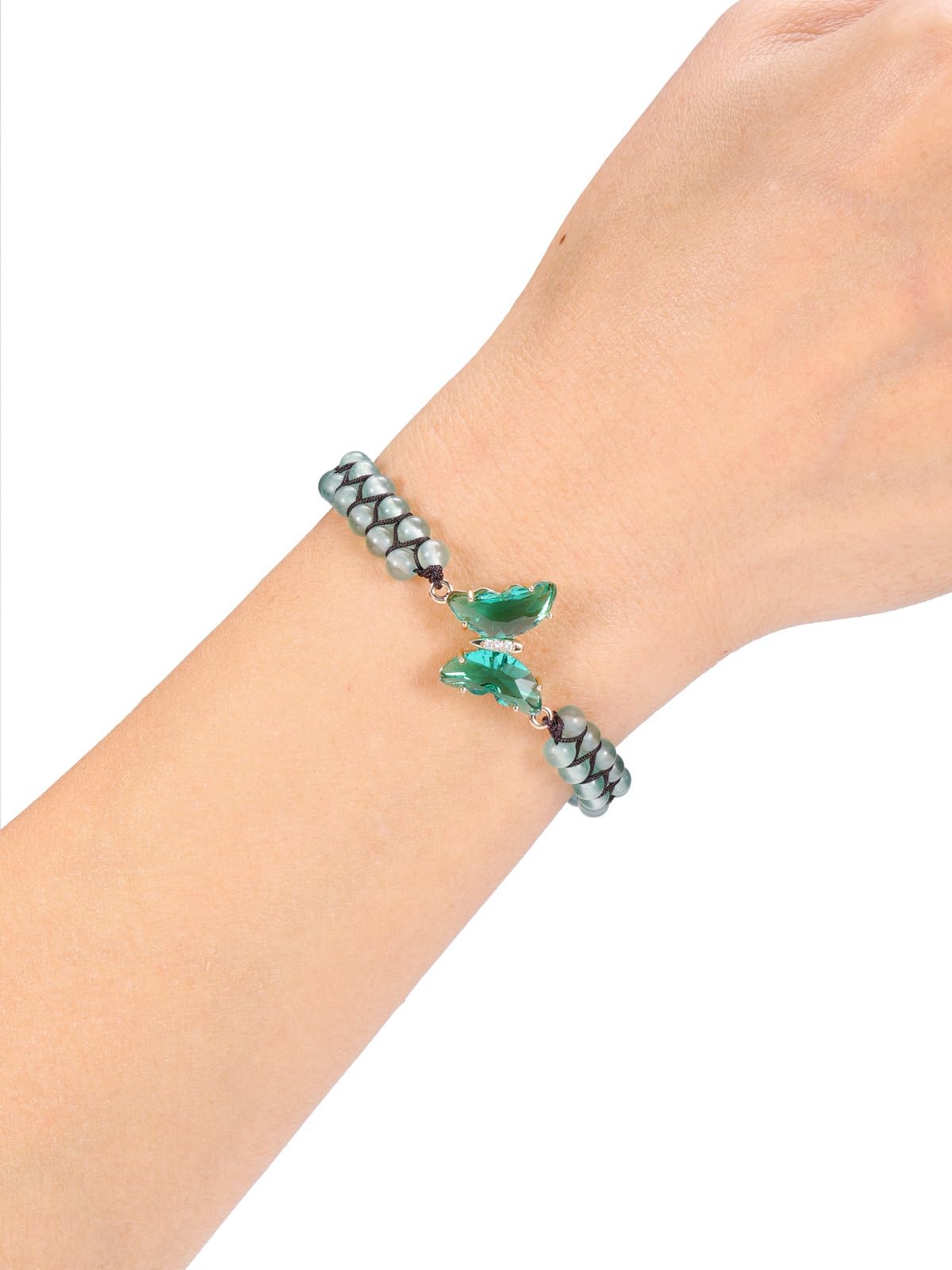 LLXYWJ Bracciale con Farfalla di curativo, Regali di Gioielli per Le Donne, Braccialetto con Perline a Doppio Strato Regolabile con Pietre preziose Naturali per Le Donne, Le Ragazze, la Mamma, Il
