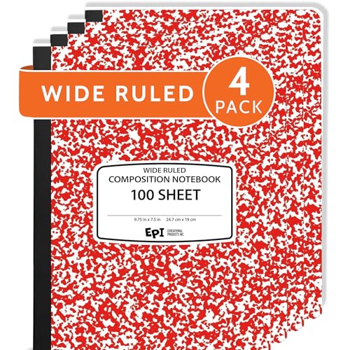 Cahiers de composition EPI à larges lignes format 24,5x19,5 cm de 200 pages couverture rigide rouge