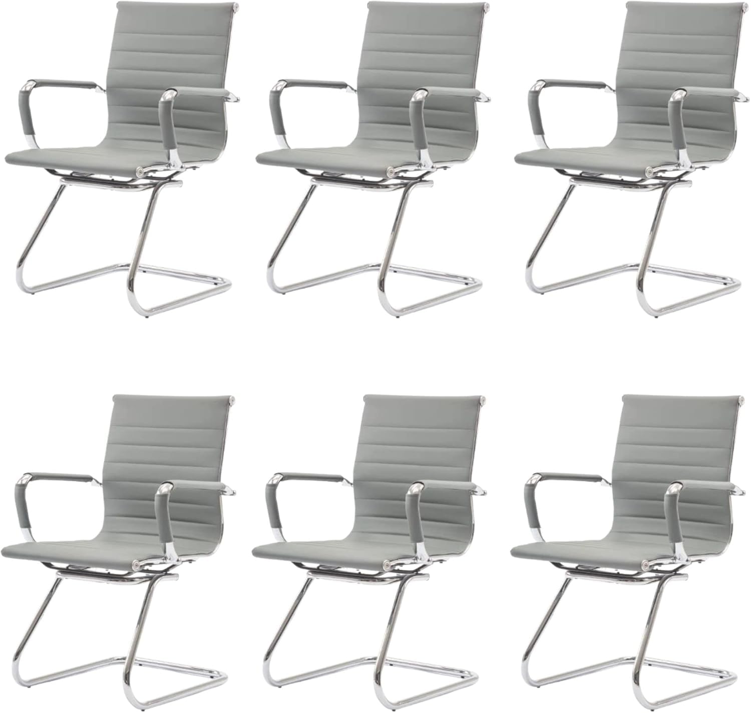 HNY 6-Pack PU Leather Office Guest Chairs