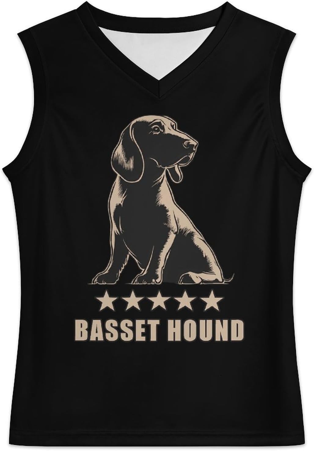 Basset Hound Dog Men's V-Neck Basketball Tank Top Sleeveless Workout Tank Shirts Gym Fitness Tees Vest