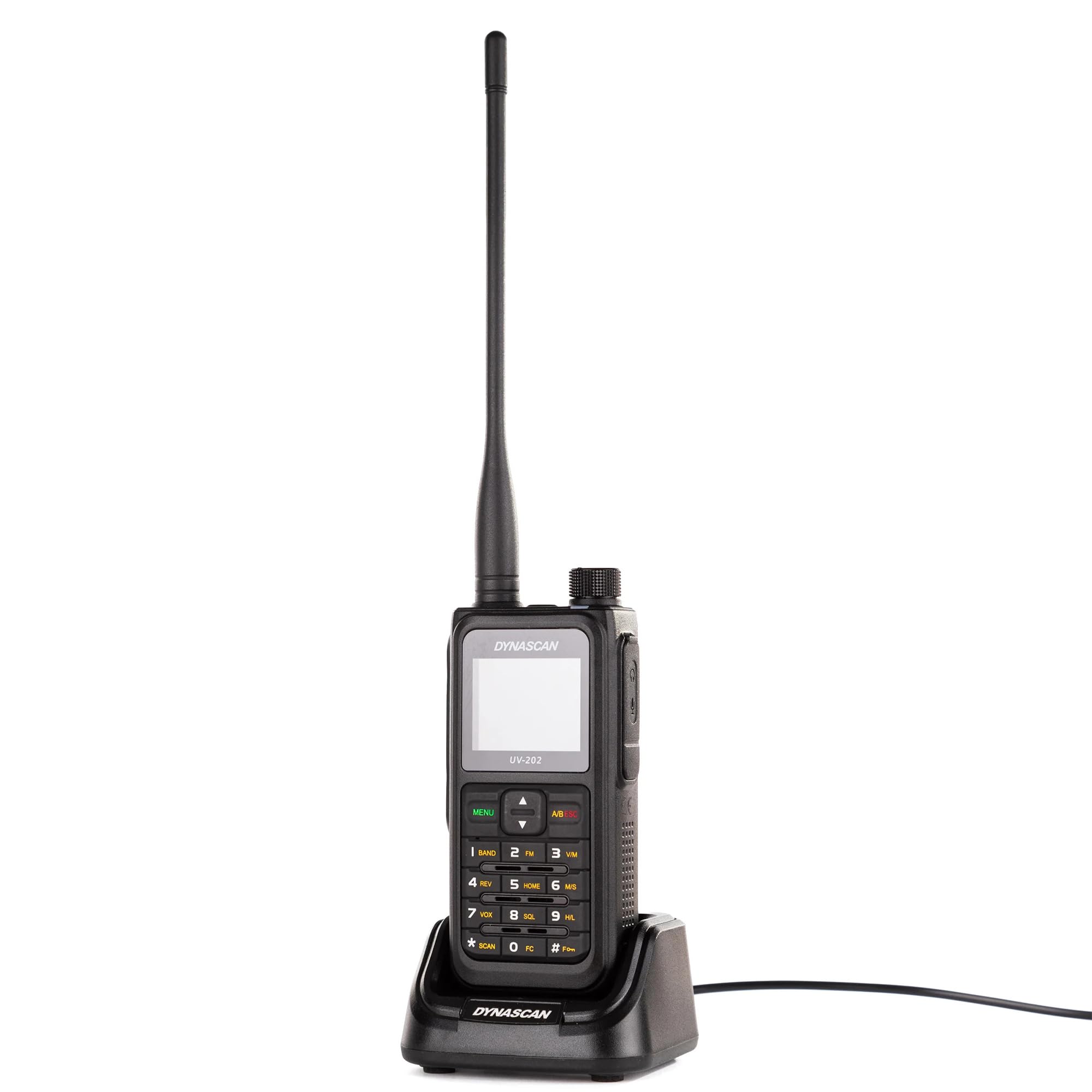 Stazione radio VHF/UHF Dynascan UV‑202 doppia banda, 5 W, 200 canali, VOX, riduzione del rumore, ricezione FM e banda aerea AM, IP67