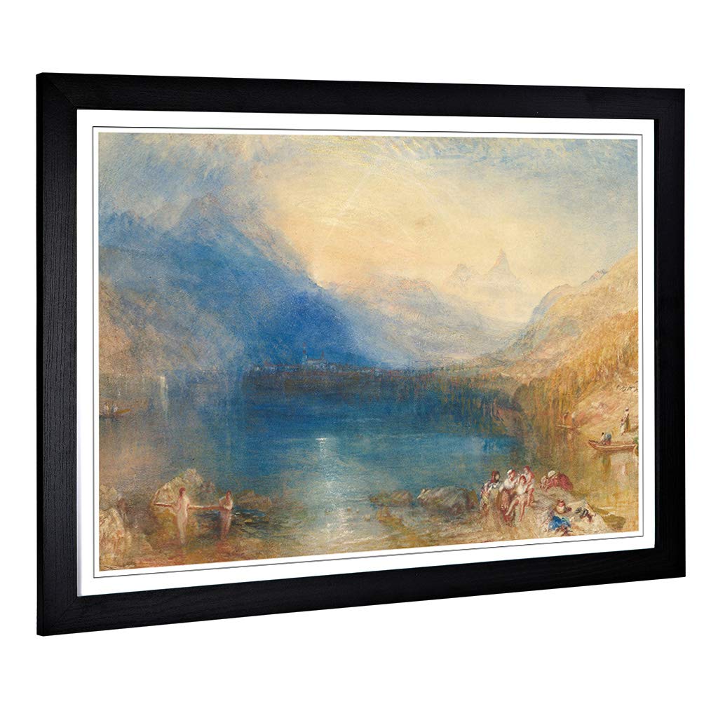 Big Box Art Framed Print of J.M.W (Joseph Mallord William Turner) Lake of Zug Design | Wall Art Picture| Home Decor for Living Room, Bedroom, Office, Black, A2 / 24.5x18 Inch / 62x45cm
