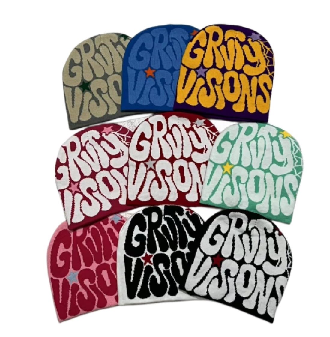 Cappello Inverno Berretti Cappello Lavorato A Maglia con Stampa di Lettere Berretto Tendenza Hip Hop Invernale in Lana Calda Termico Berretto(G)
