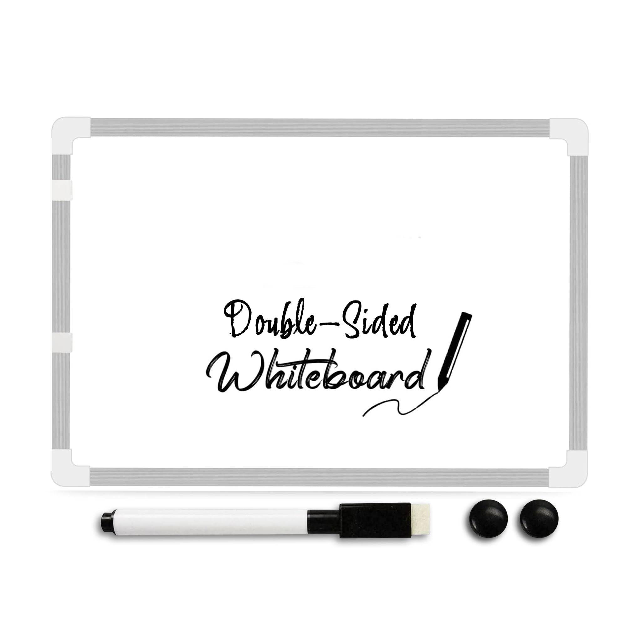 TB1 Products 35x50cm Magnetic Dry Wipe Whiteboard with 2 Magnets & Eraser | Large Hanging Memo Notice Board for Office, Home, School & Kids Drawing | Easy-Clean Surface for Notes, Planning & Learning
