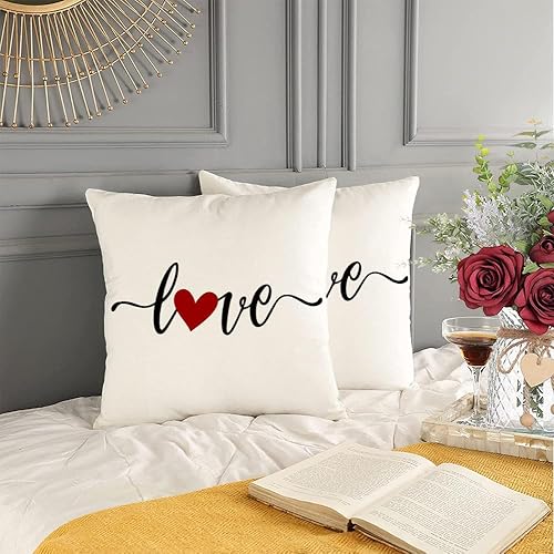 Miniatura 3 de RABUSOFA Juego de 1 funda de almohada para el día de San Valentín de 18 x 18 pulgadas decoración para el día de San Valentín color rojo para