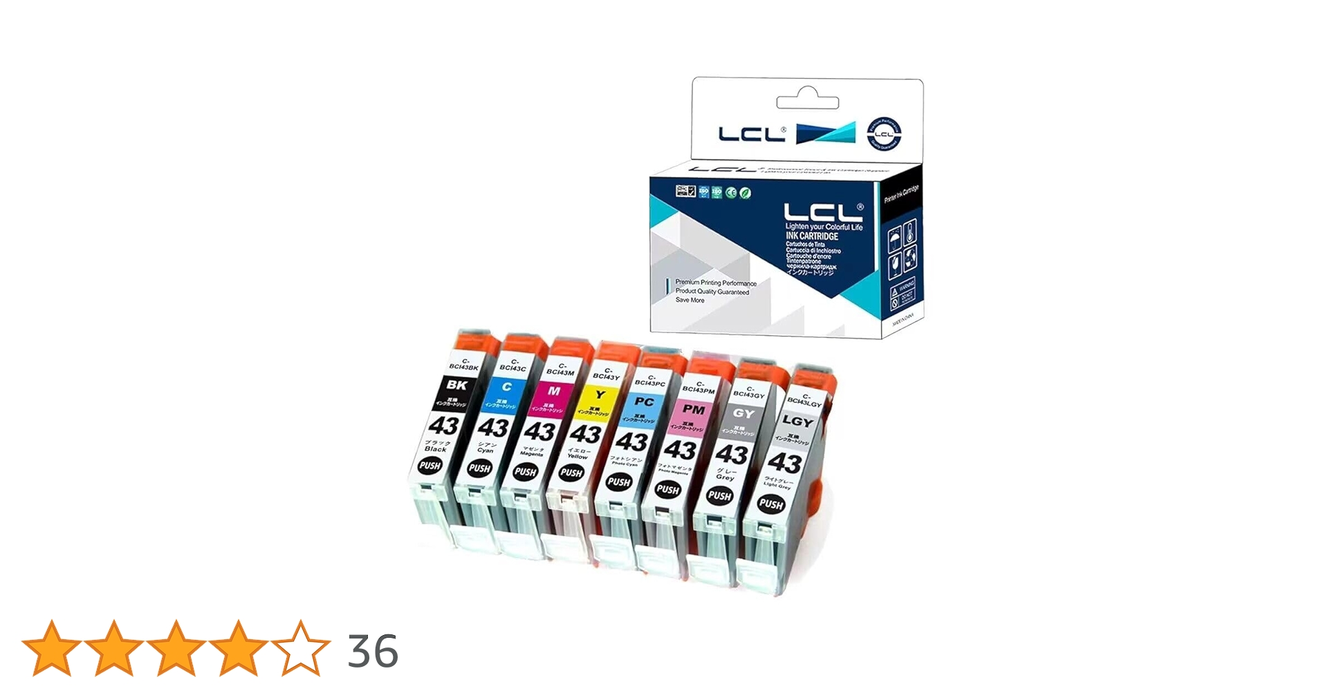 【新品、未開封】純正 Canon BCI-43 インク　8色セット Amazon.co.jp: LCL Canon用 キャノン用 BCI-43 (8色セット BK
