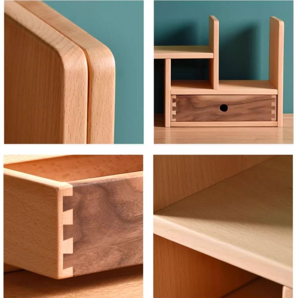 scaffale per libri Libreria da tavolo regolabile semplice, ripiano organizer retrattile in legno con cassetti, for espositore for studio e domestico